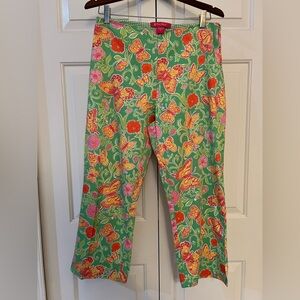 EUC Key West Green Floral and Butterfly Pants Size 10